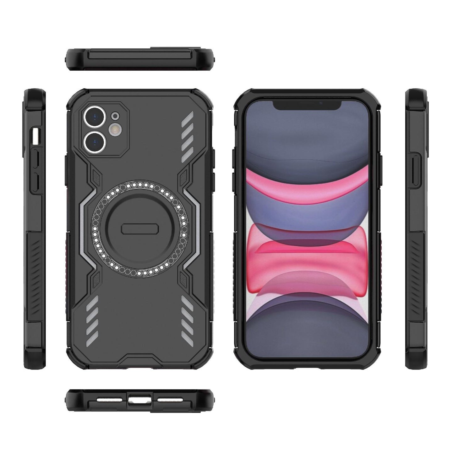 Apple iPhone 11 Butterfly Armor MagSafe Magnetic Ring Shockproof Protective Phone Case with Stand