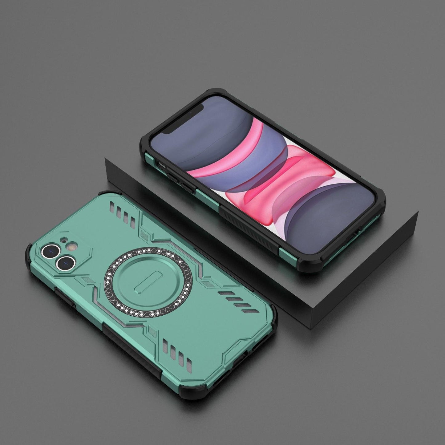 Apple iPhone 11 Butterfly Armor MagSafe Magnetic Ring Shockproof Protective Phone Case with Stand