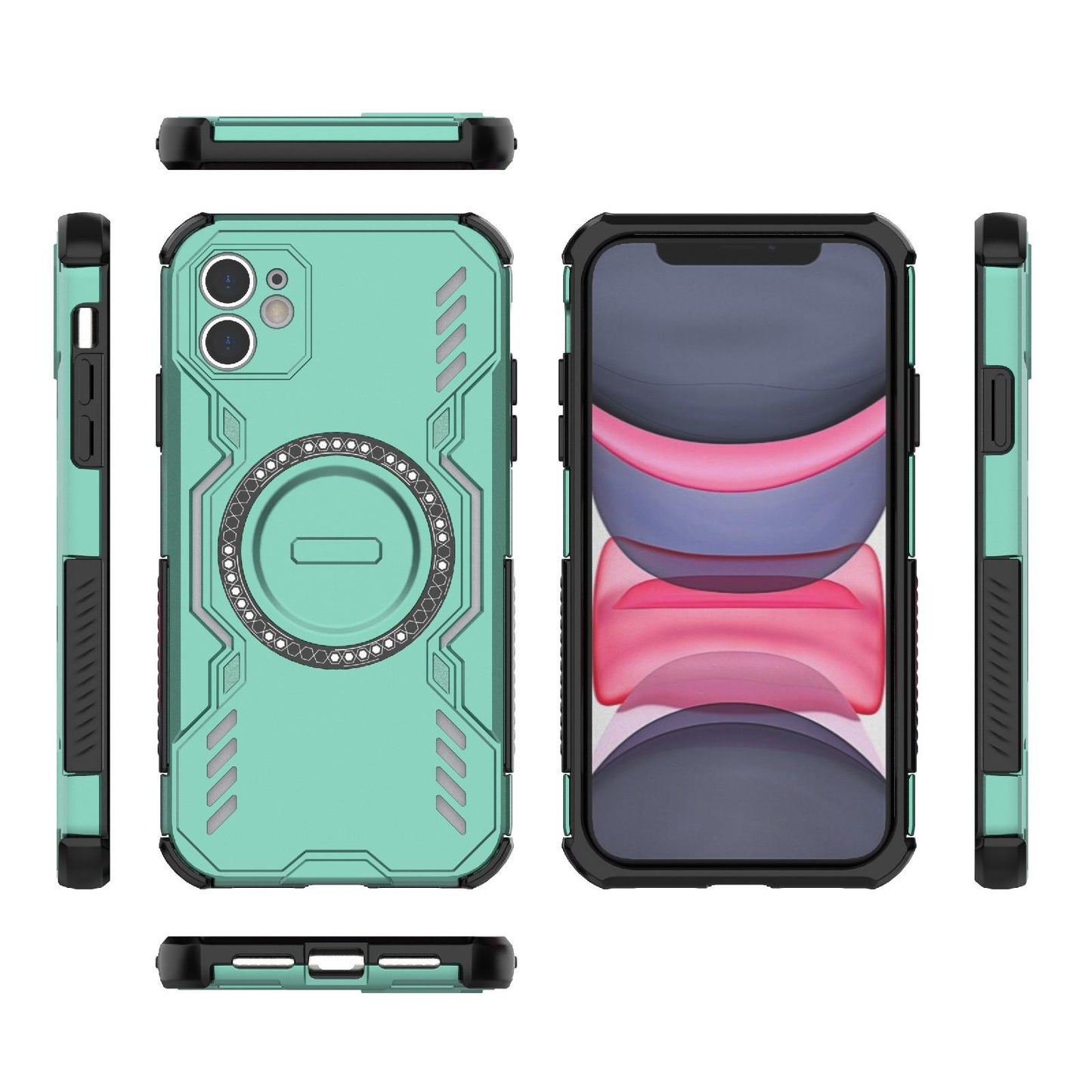 Apple iPhone 11 Butterfly Armor MagSafe Magnetic Ring Shockproof Protective Phone Case with Stand