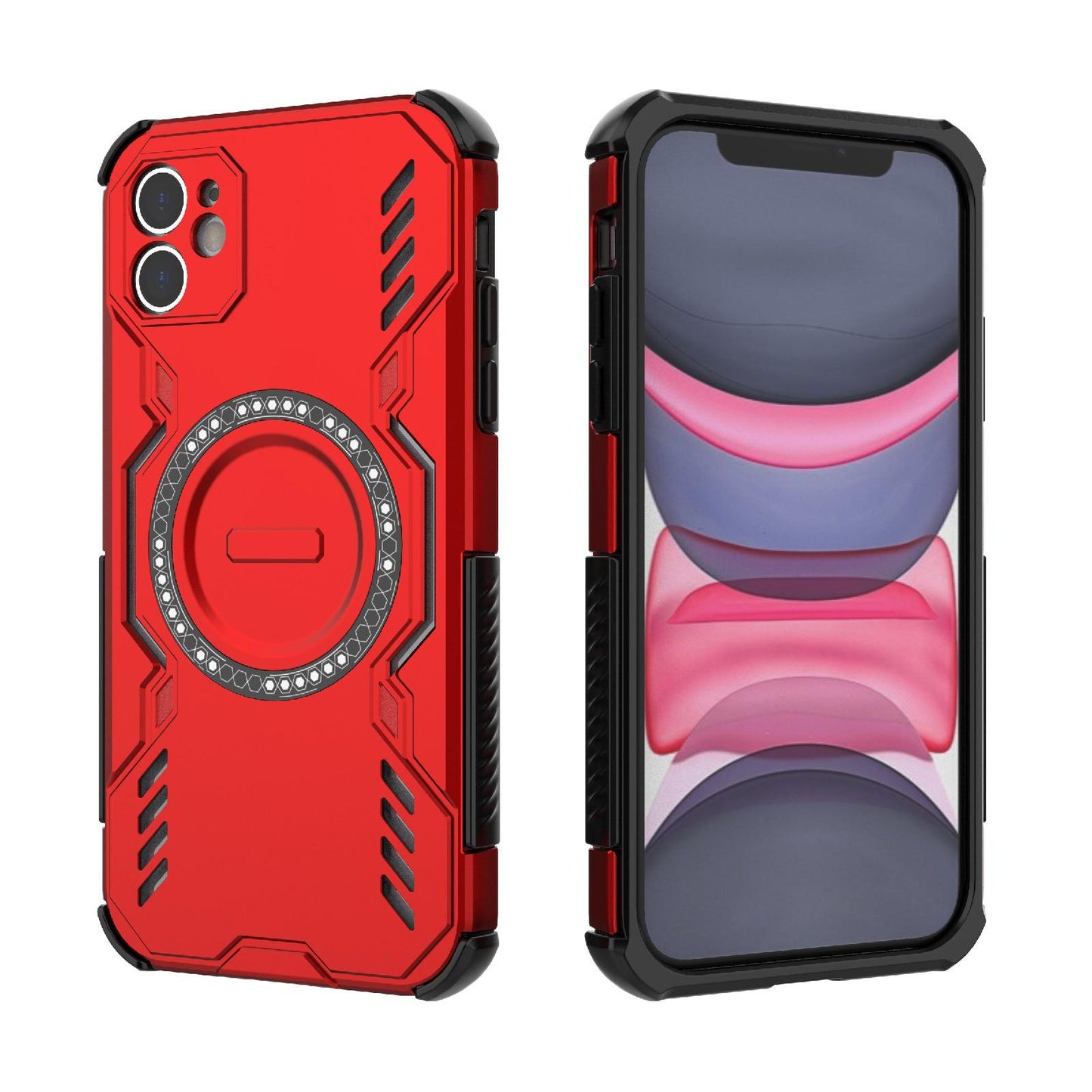 Apple iPhone 11 Butterfly Armor MagSafe Magnetic Ring Shockproof Protective Phone Case with Stand