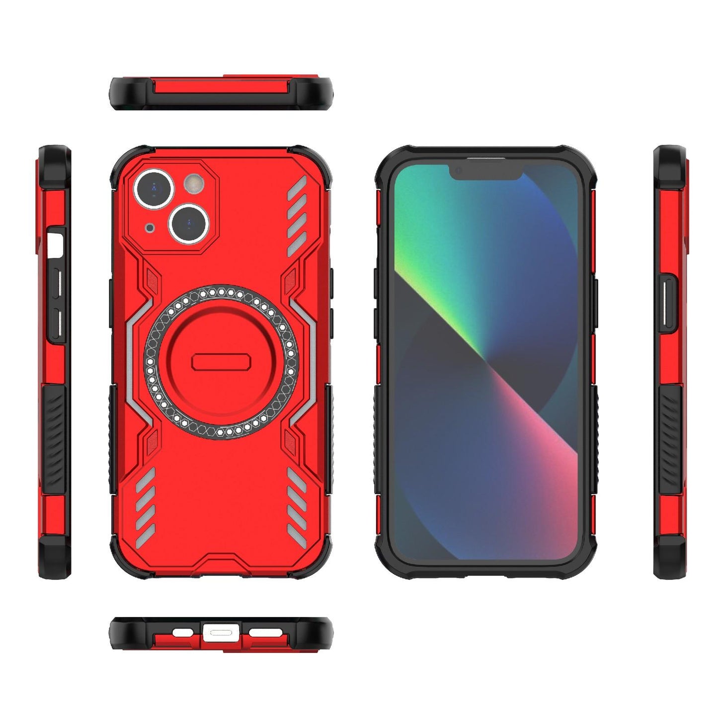 Apple iPhone 13 Butterfly Armor MagSafe Magnetic Ring Shockproof Protective Phone Case with Stand