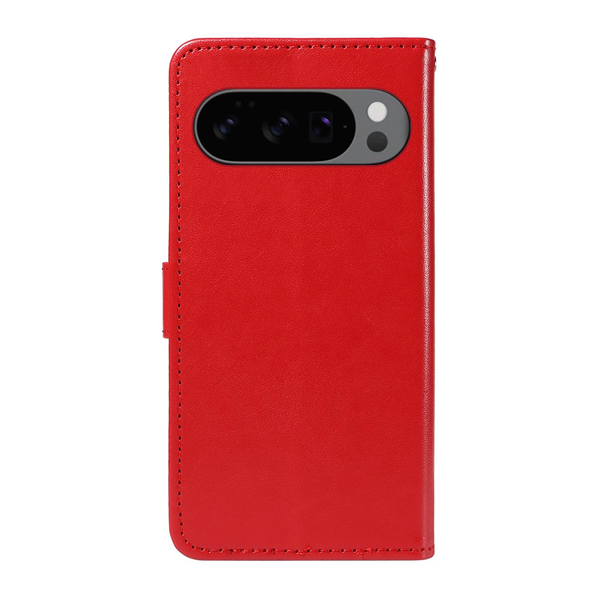 For Google Pixel 10 Cat and Bee Embossed Flip Leather Phone Case Wallet Cover with Card Slots Cash Pocket Magnetic Stand Protective Shockproof TPU PU Leather Case with Wrist Strap