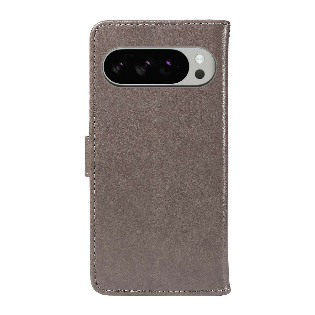 For Google Pixel 10 Pro XL 5G Cat and Bee Embossed Flip Leather Phone Case Wallet Cover with Card Slots Cash Pocket Magnetic Stand Protective Shockproof TPU PU Leather Case with Wrist Strap