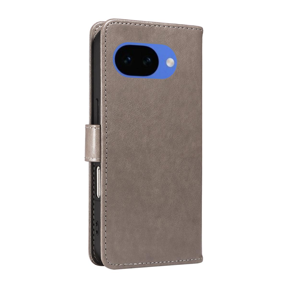 For Google Pixel 10a Cat and Bee Embossed Flip Leather Phone Case Wallet Cover with Card Slots Cash Pocket Magnetic Stand Protective Shockproof TPU PU Leather Case with Wrist Strap