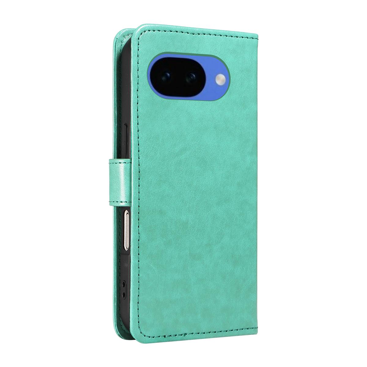 For Google Pixel 10a Cat and Bee Embossed Flip Leather Phone Case Wallet Cover with Card Slots Cash Pocket Magnetic Stand Protective Shockproof TPU PU Leather Case with Wrist Strap