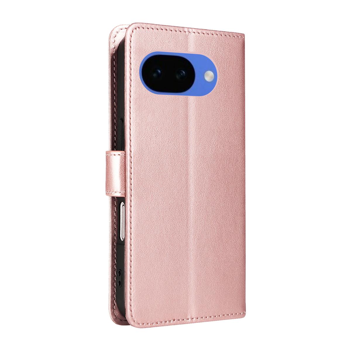 For Google Pixel 10a Cat and Bee Embossed Flip Leather Phone Case Wallet Cover with Card Slots Cash Pocket Magnetic Stand Protective Shockproof TPU PU Leather Case with Wrist Strap
