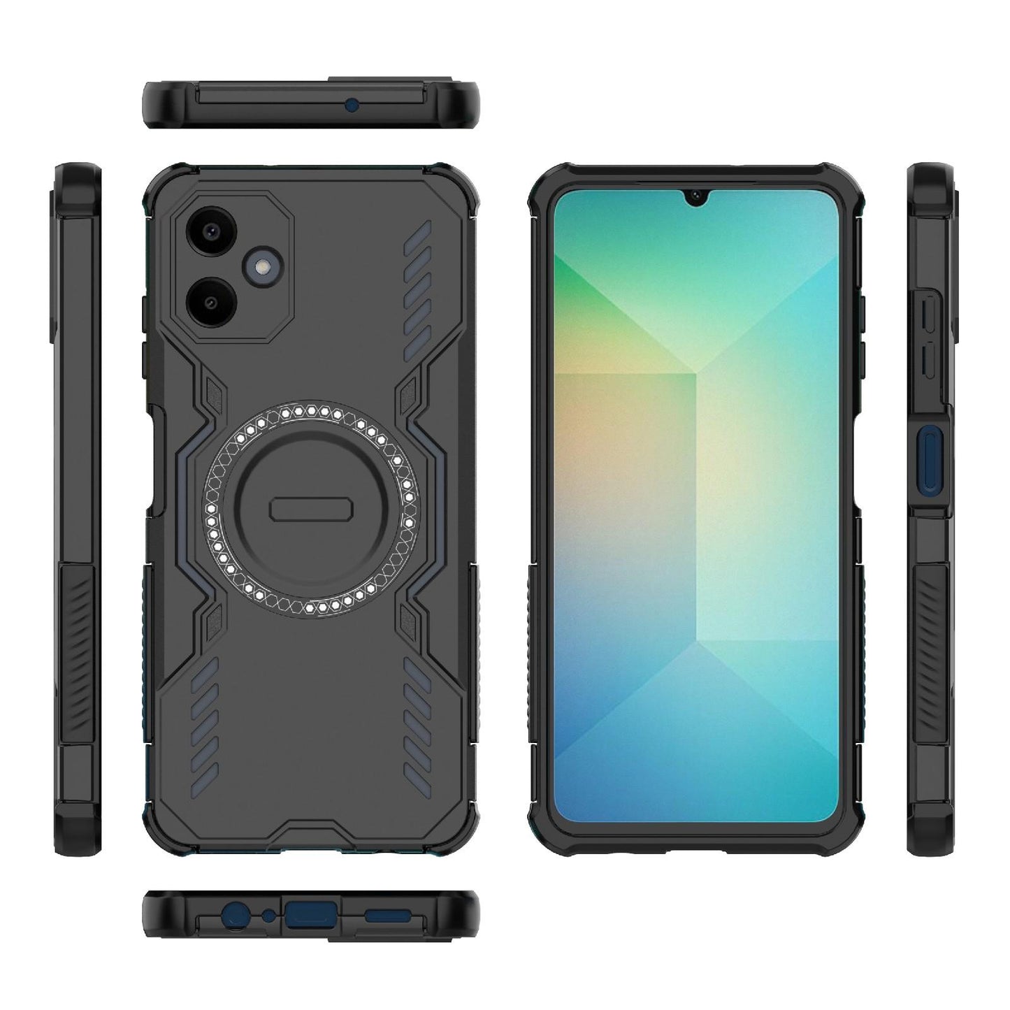 Samsung Galaxy A06 4G Butterfly Armor MagSafe Magnetic Ring Shockproof Protective Phone Case with Stand