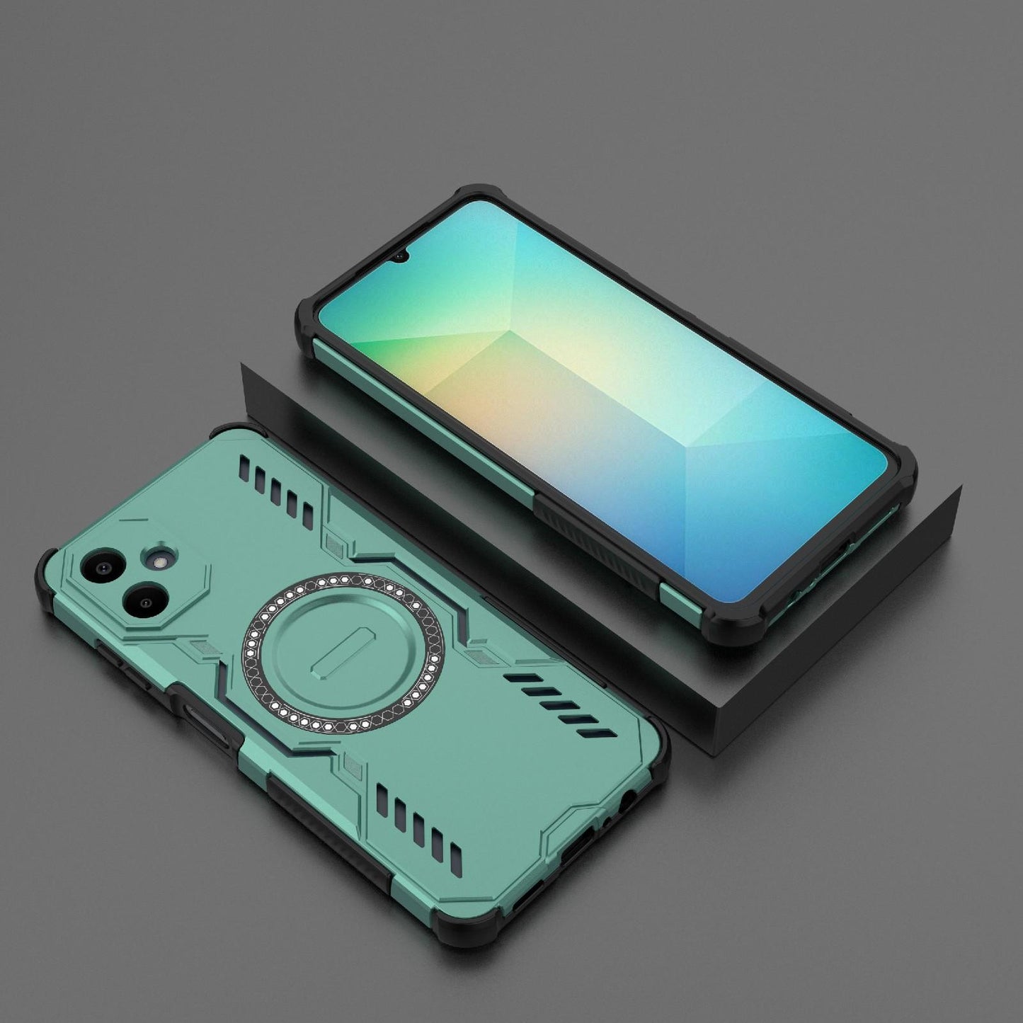 Samsung Galaxy A06 4G Butterfly Armor MagSafe Magnetic Ring Shockproof Protective Phone Case with Stand