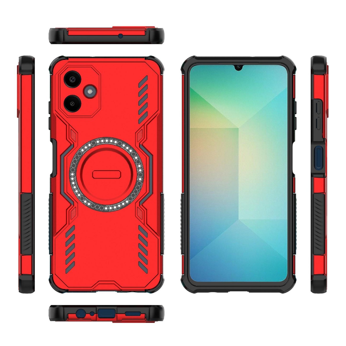 Samsung Galaxy A06 4G Butterfly Armor MagSafe Magnetic Ring Shockproof Protective Phone Case with Stand