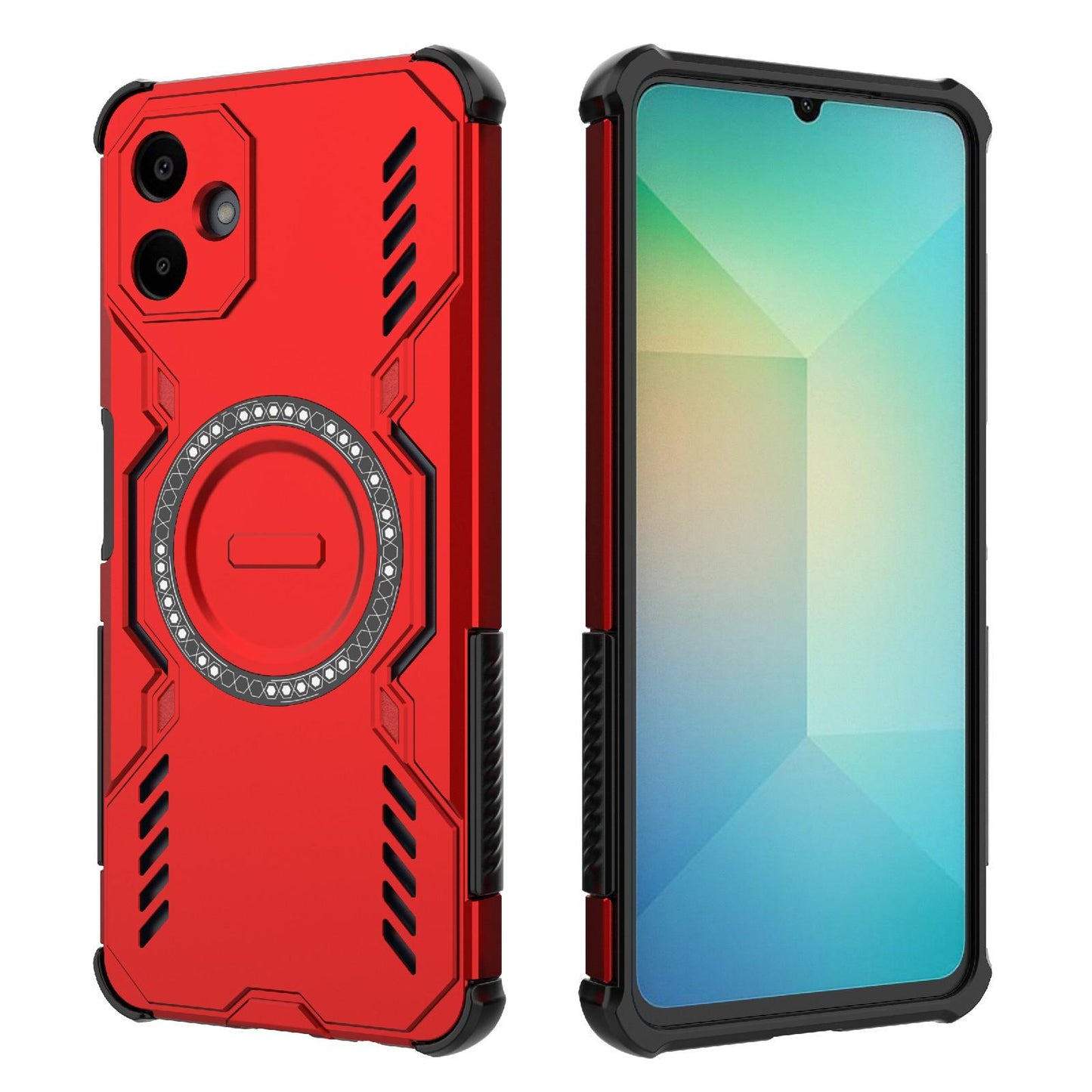 Samsung Galaxy A06 4G Butterfly Armor MagSafe Magnetic Ring Shockproof Protective Phone Case with Stand