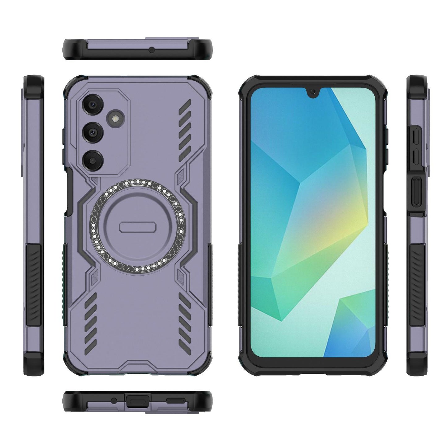 Samsung Galaxy A16 5G Butterfly Armor MagSafe Magnetic Ring Shockproof Protective Phone Case with Stand