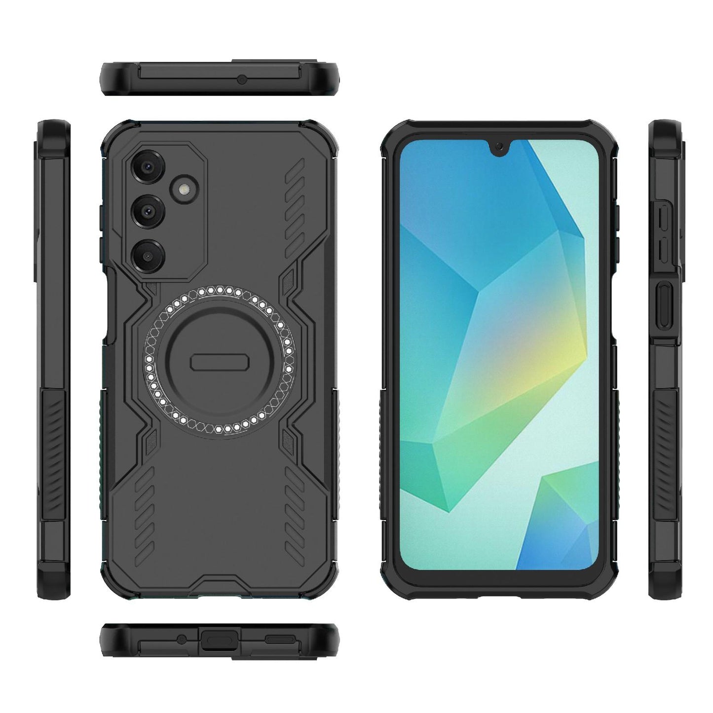 Samsung Galaxy A16 5G Butterfly Armor MagSafe Magnetic Ring Shockproof Protective Phone Case with Stand