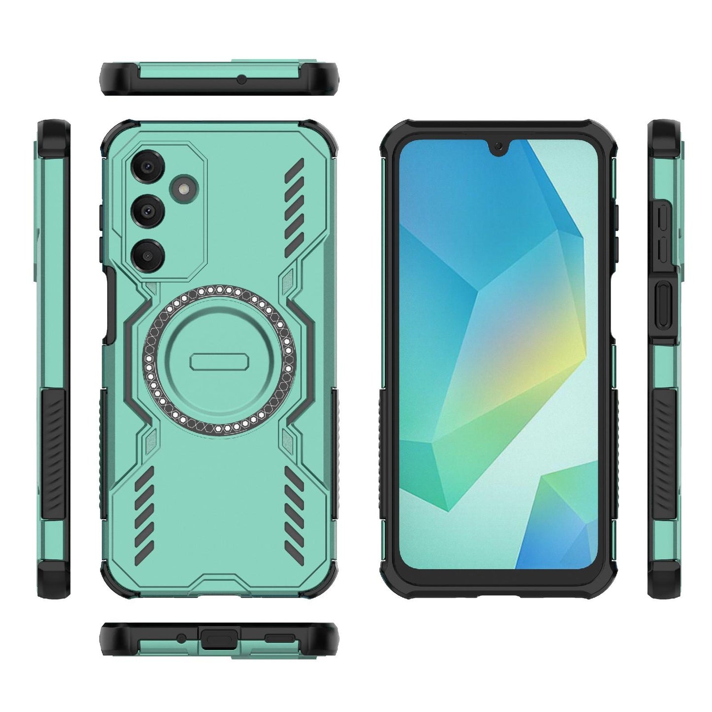 Samsung Galaxy A16 5G Butterfly Armor MagSafe Magnetic Ring Shockproof Protective Phone Case with Stand