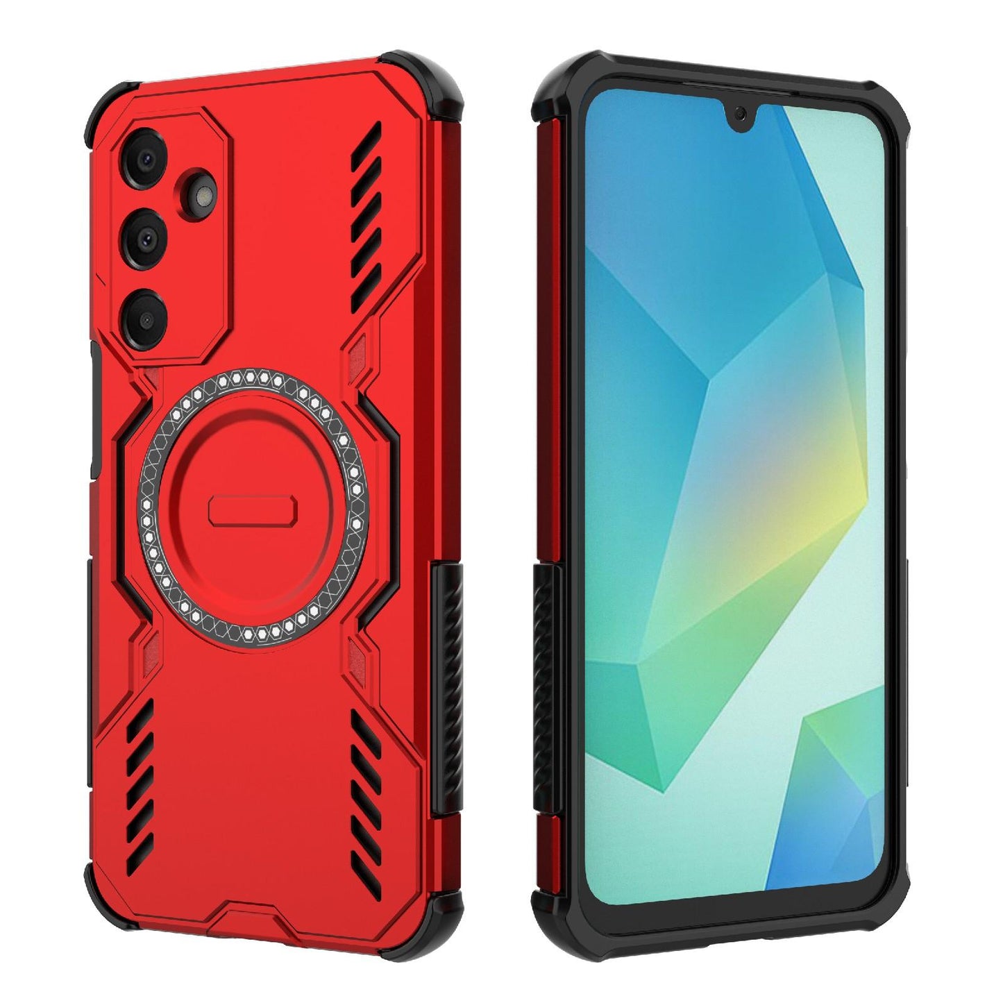 Samsung Galaxy A16 5G Butterfly Armor MagSafe Magnetic Ring Shockproof Protective Phone Case with Stand