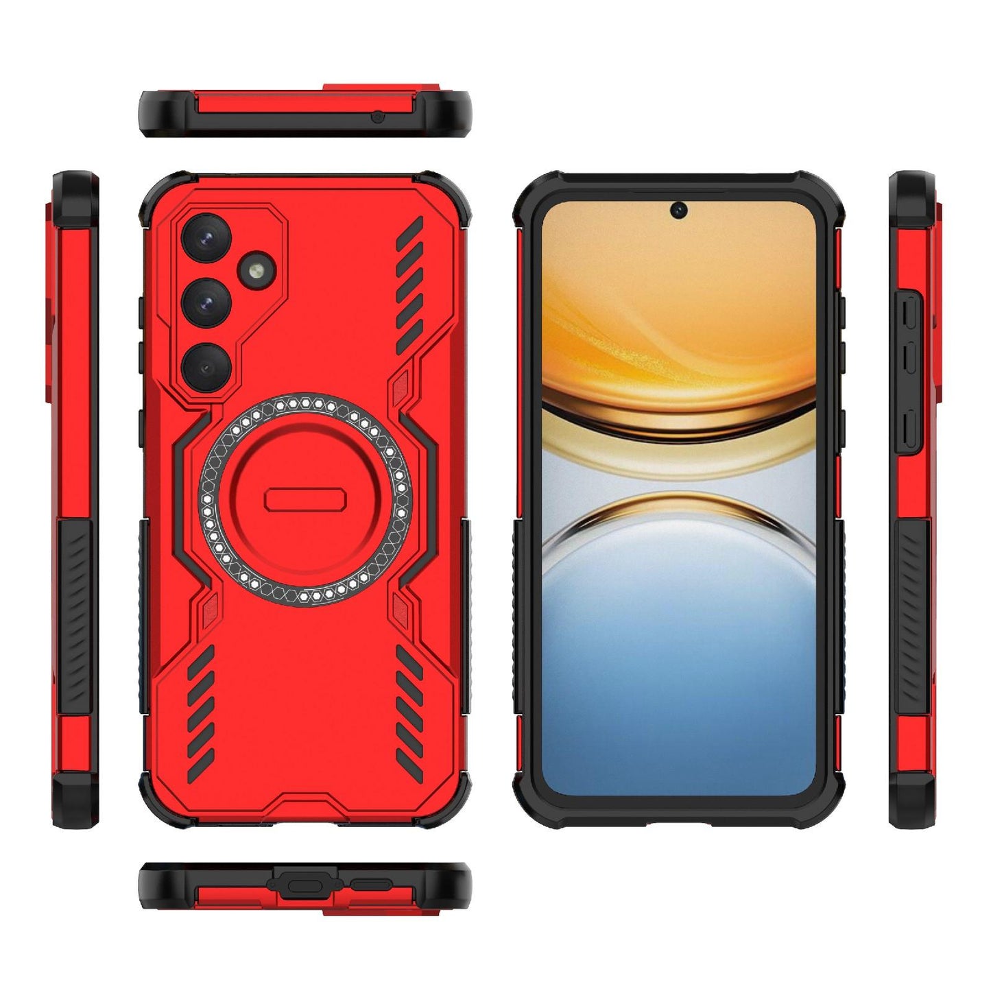 Samsung Galaxy A55 5G Butterfly Armor MagSafe Magnetic Ring Shockproof Protective Phone Case with Stand