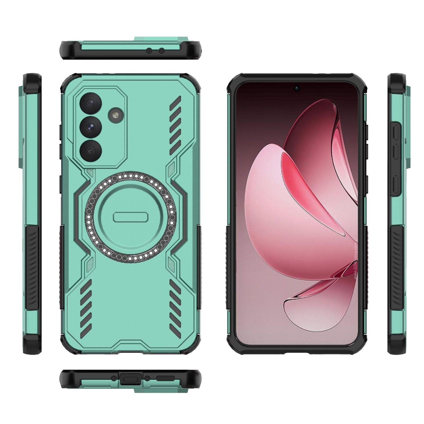 Samsung Galaxy A36 5G Butterfly Armor MagSafe Magnetic Ring Shockproof Protective Phone Case with Stand