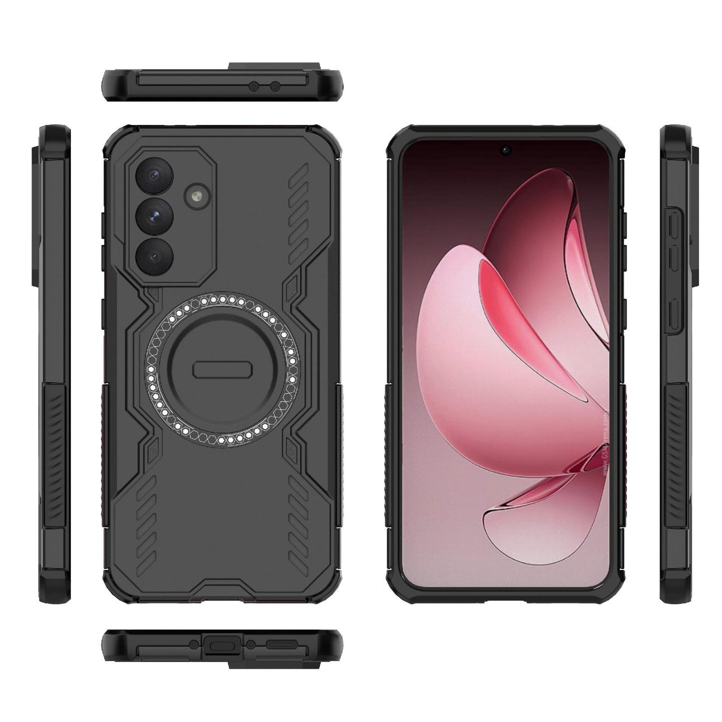 Samsung Galaxy A36 5G Butterfly Armor MagSafe Magnetic Ring Shockproof Protective Phone Case with Stand