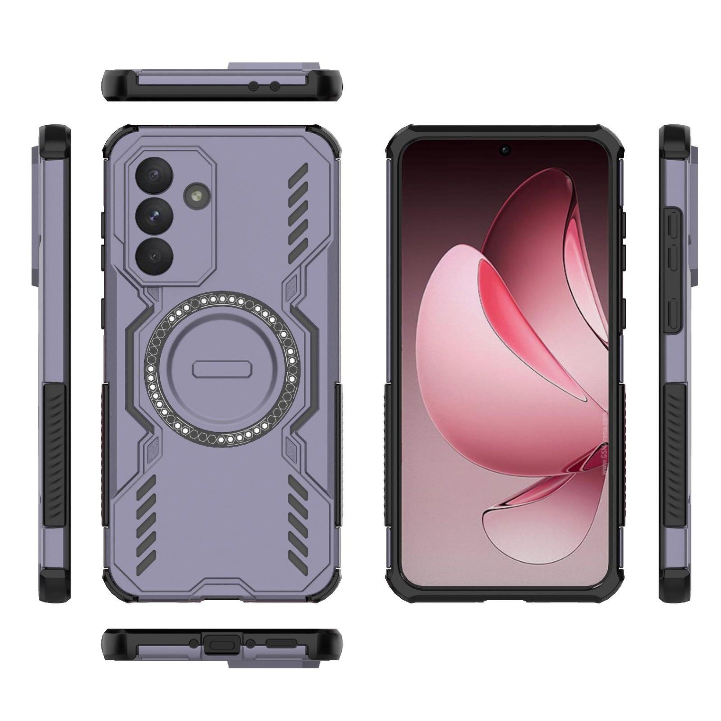 Samsung Galaxy A56 5G Butterfly Armor MagSafe Magnetic Ring Shockproof Protective Phone Case with Stand