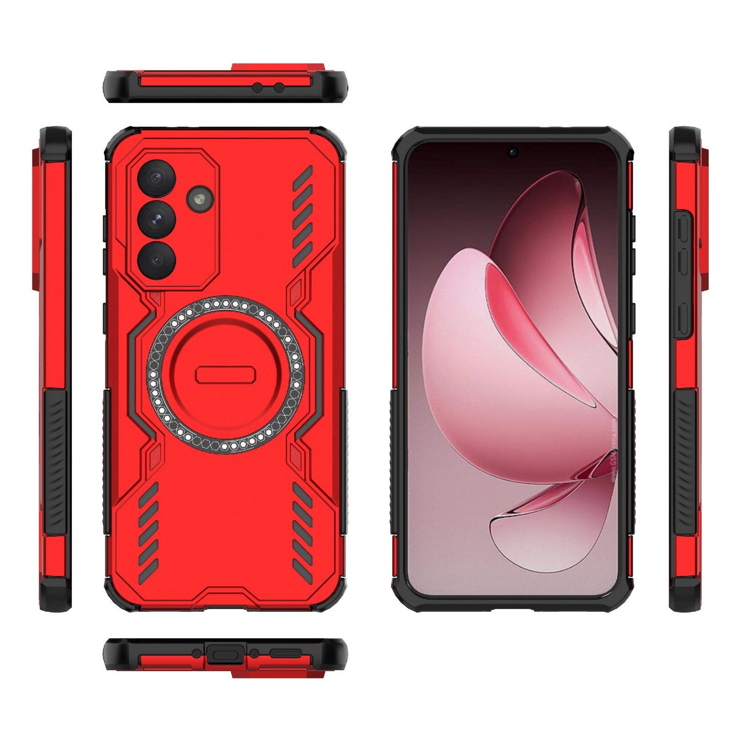 Samsung Galaxy A56 5G Butterfly Armor MagSafe Magnetic Ring Shockproof Protective Phone Case with Stand