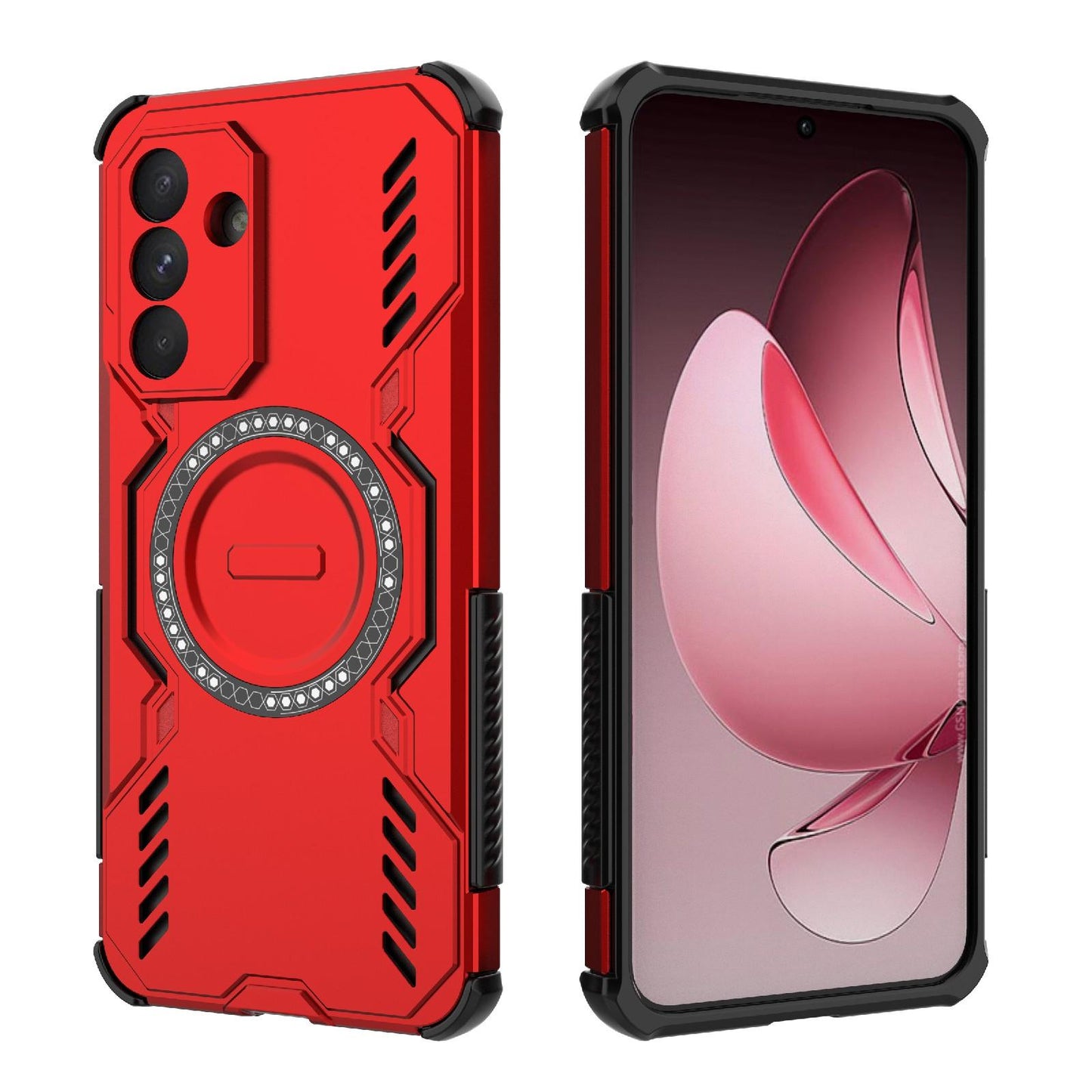 Samsung Galaxy A56 5G Butterfly Armor MagSafe Magnetic Ring Shockproof Protective Phone Case with Stand