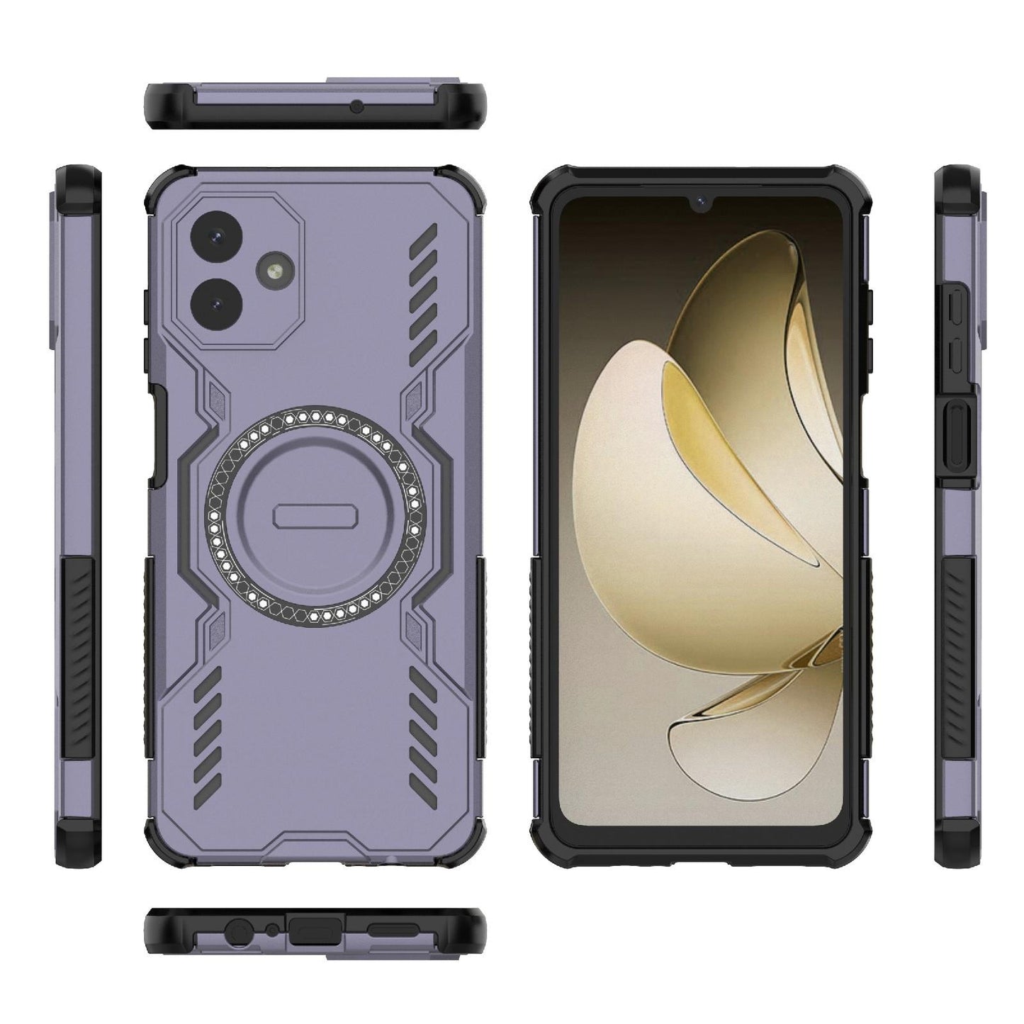 Samsung Galaxy A07 4G Butterfly Armor MagSafe Magnetic Ring Shockproof Protective Phone Case with Stand