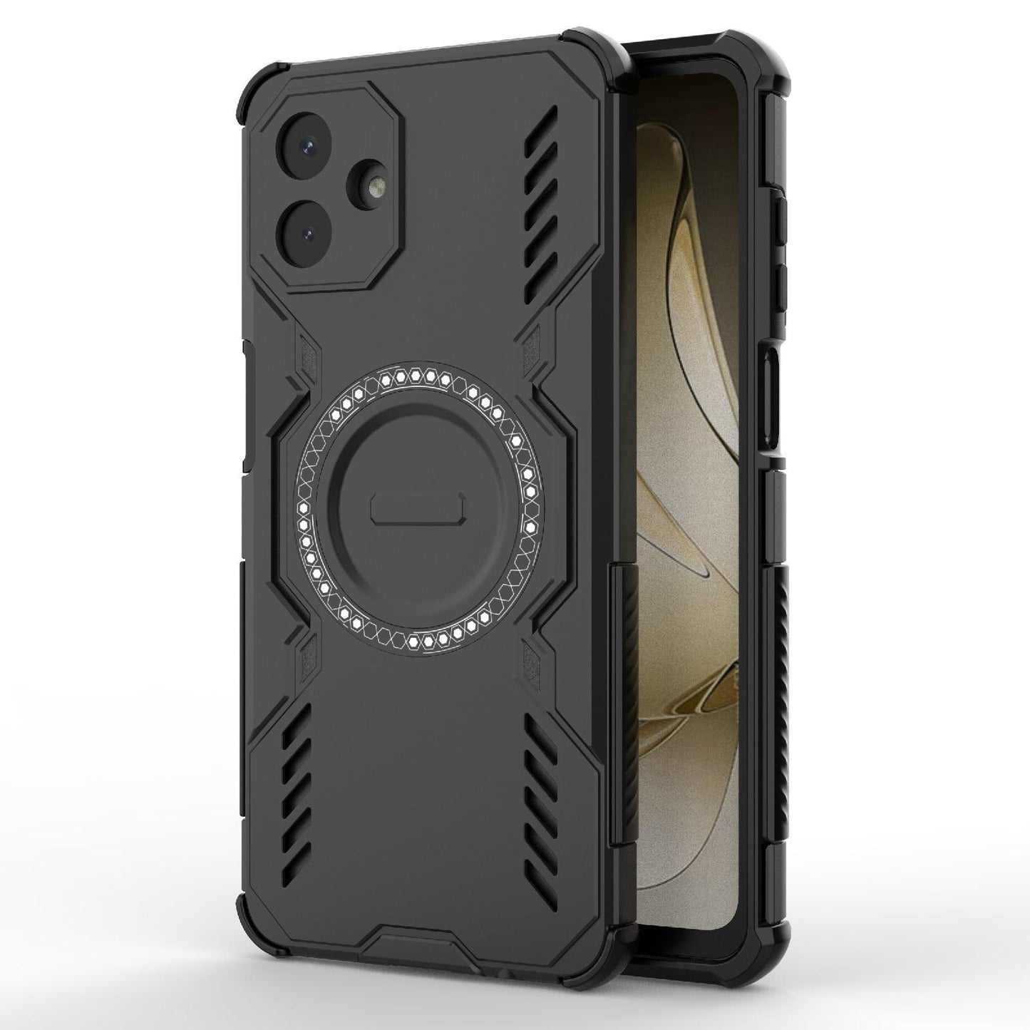 Samsung Galaxy A07 4G Butterfly Armor MagSafe Magnetic Ring Shockproof Protective Phone Case with Stand