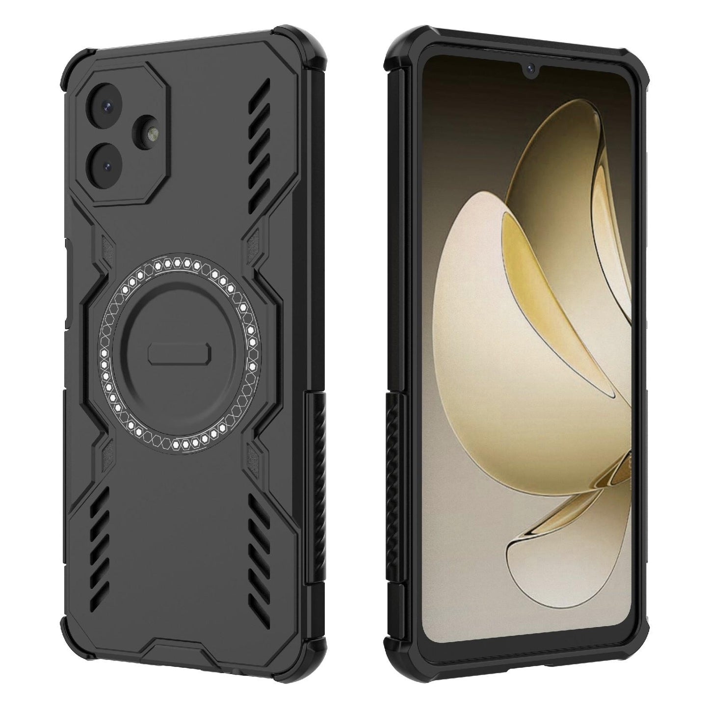 Samsung Galaxy A07 4G Butterfly Armor MagSafe Magnetic Ring Shockproof Protective Phone Case with Stand