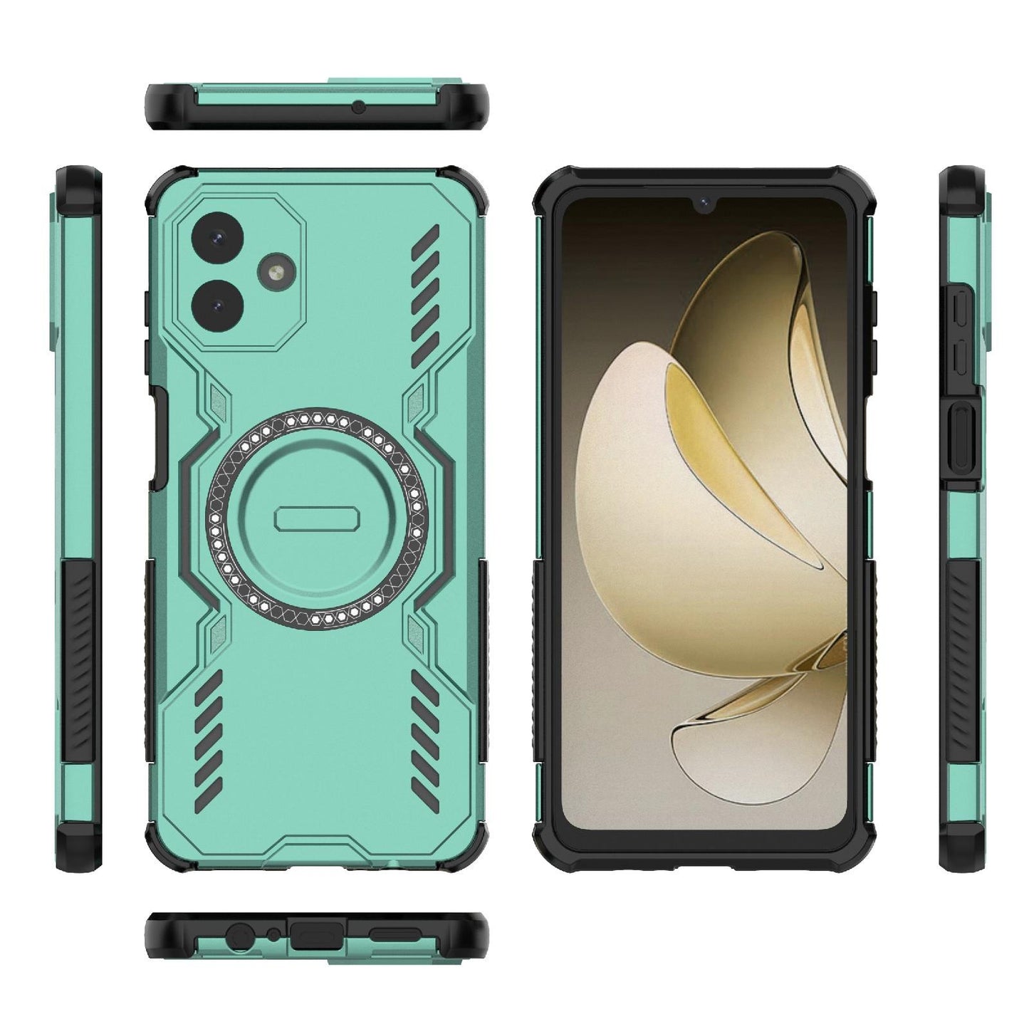 Samsung Galaxy A07 4G Butterfly Armor MagSafe Magnetic Ring Shockproof Protective Phone Case with Stand