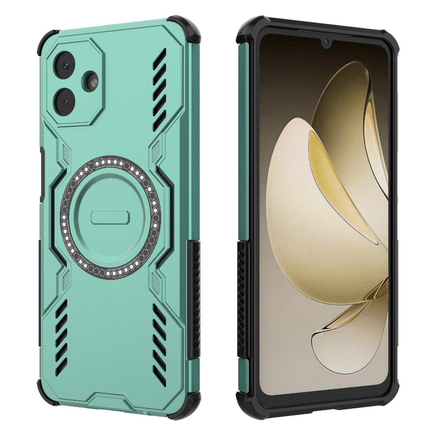 Samsung Galaxy A07 4G Butterfly Armor MagSafe Magnetic Ring Shockproof Protective Phone Case with Stand