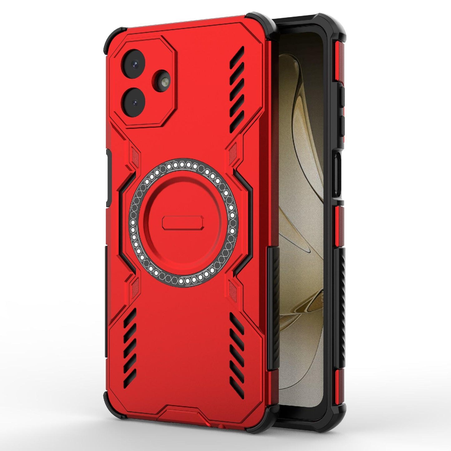 Samsung Galaxy A07 4G Butterfly Armor MagSafe Magnetic Ring Shockproof Protective Phone Case with Stand