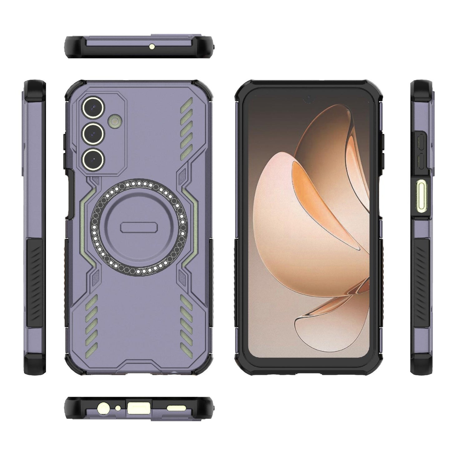 Samsung Galaxy A15 5G Butterfly Armor MagSafe Magnetic Ring Shockproof Protective Phone Case with Stand