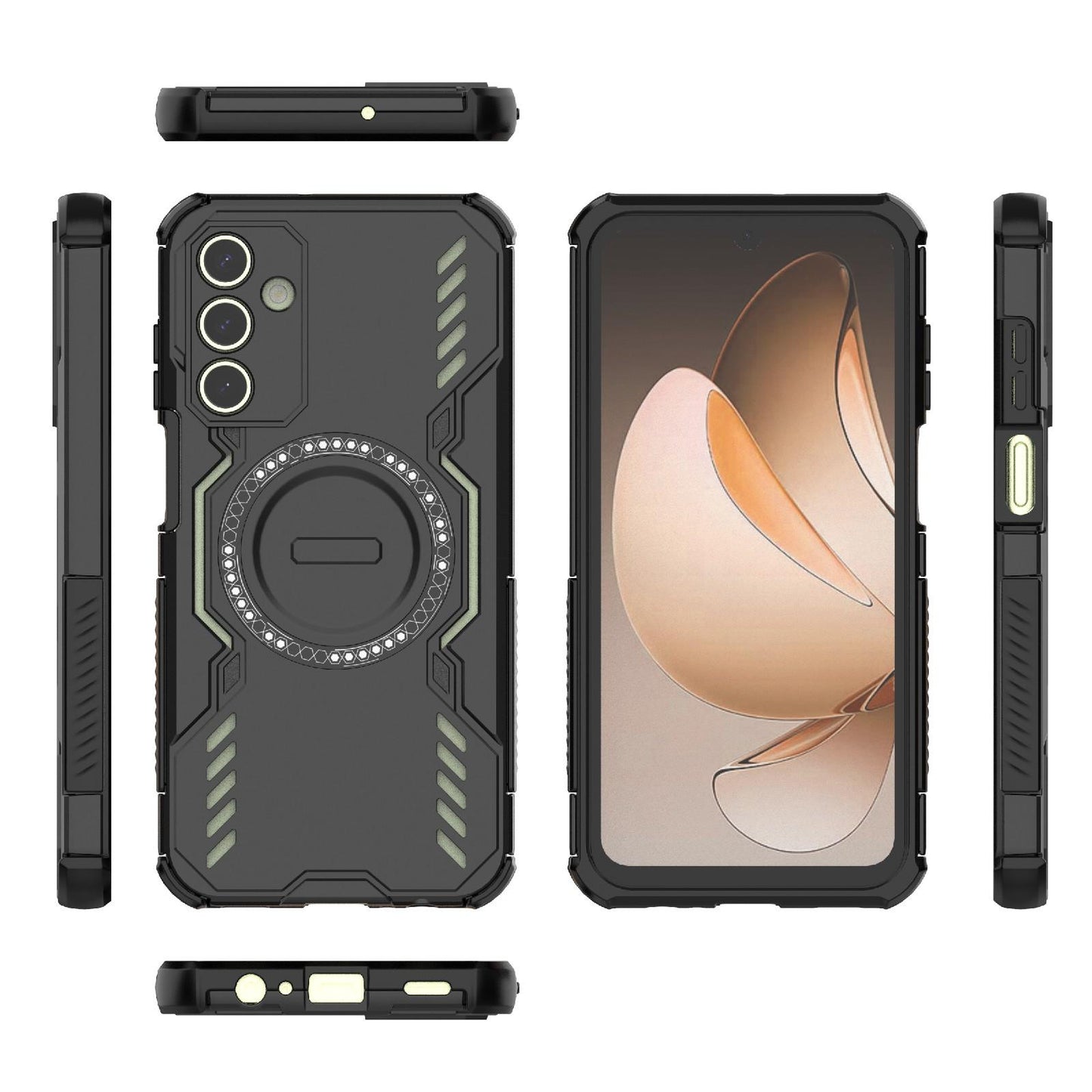 Samsung Galaxy A15 5G Butterfly Armor MagSafe Magnetic Ring Shockproof Protective Phone Case with Stand