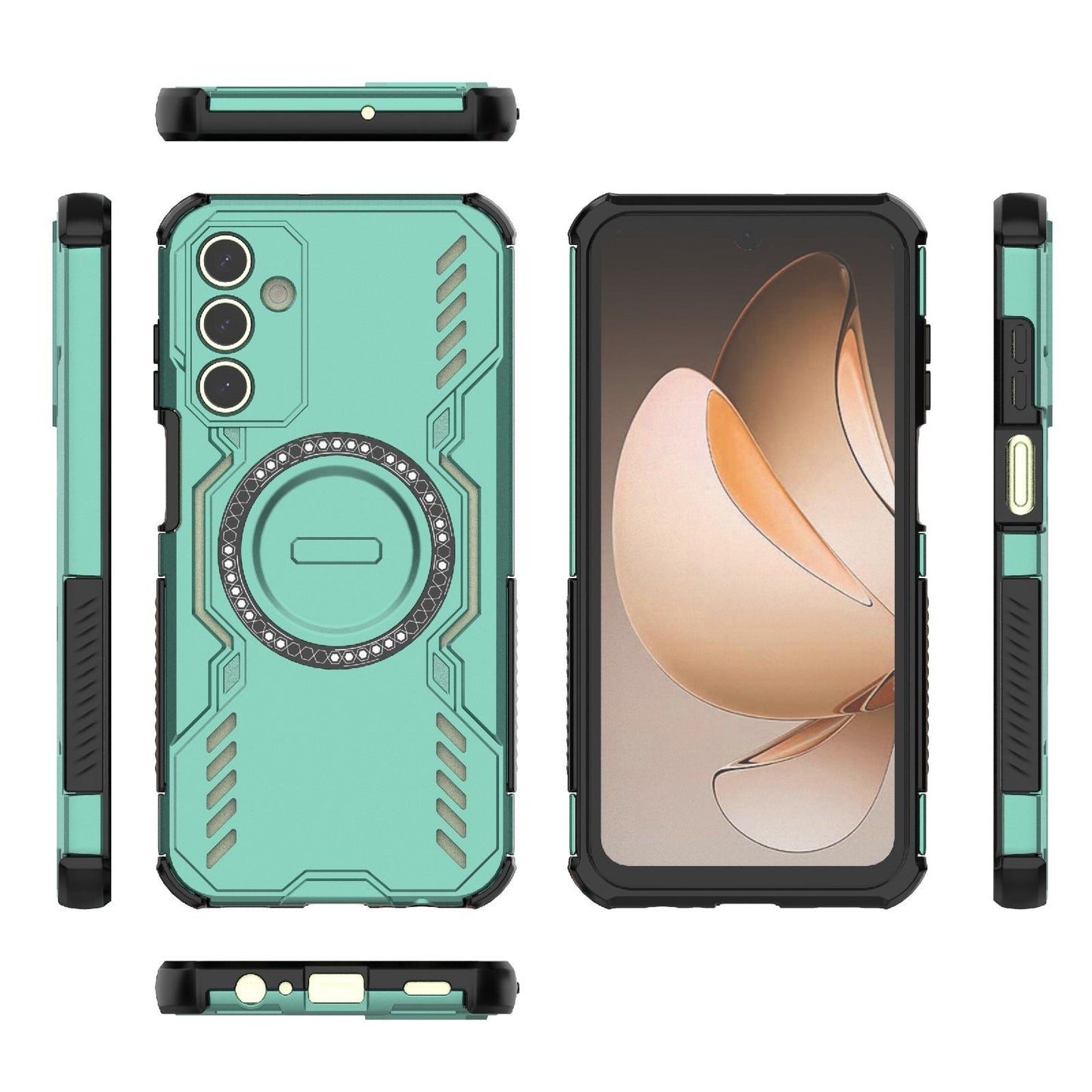Samsung Galaxy A15 5G Butterfly Armor MagSafe Magnetic Ring Shockproof Protective Phone Case with Stand