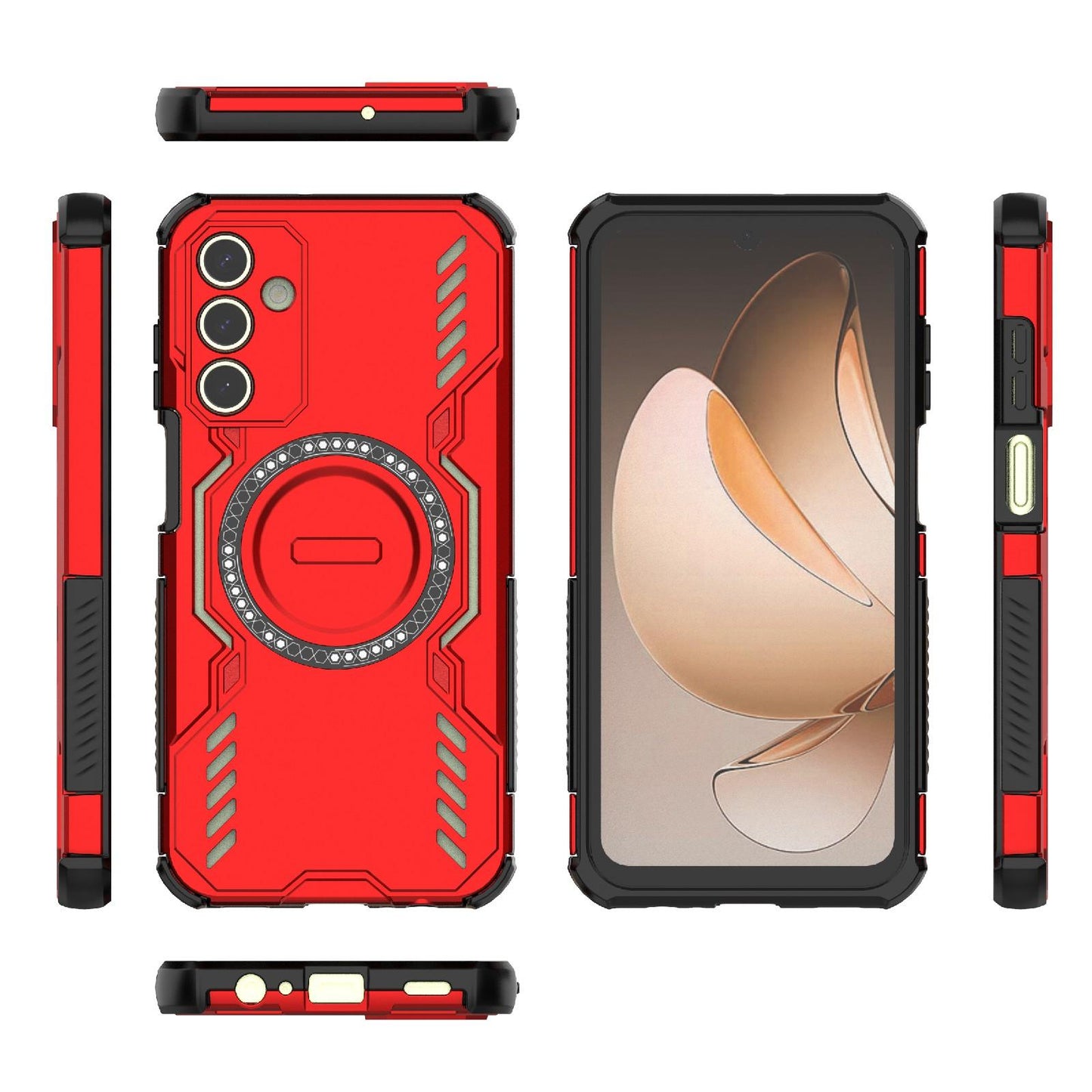 Samsung Galaxy A15 5G Butterfly Armor MagSafe Magnetic Ring Shockproof Protective Phone Case with Stand