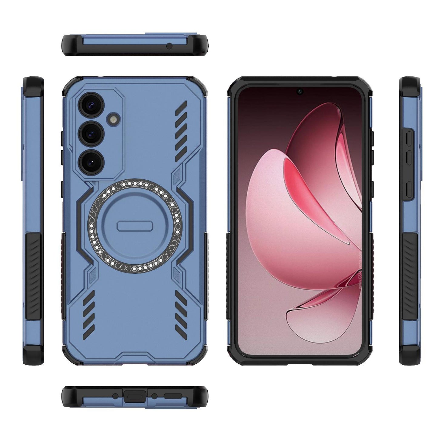 Samsung Galaxy A35 5G Butterfly Armor MagSafe Magnetic Ring Shockproof Protective Phone Case with Stand