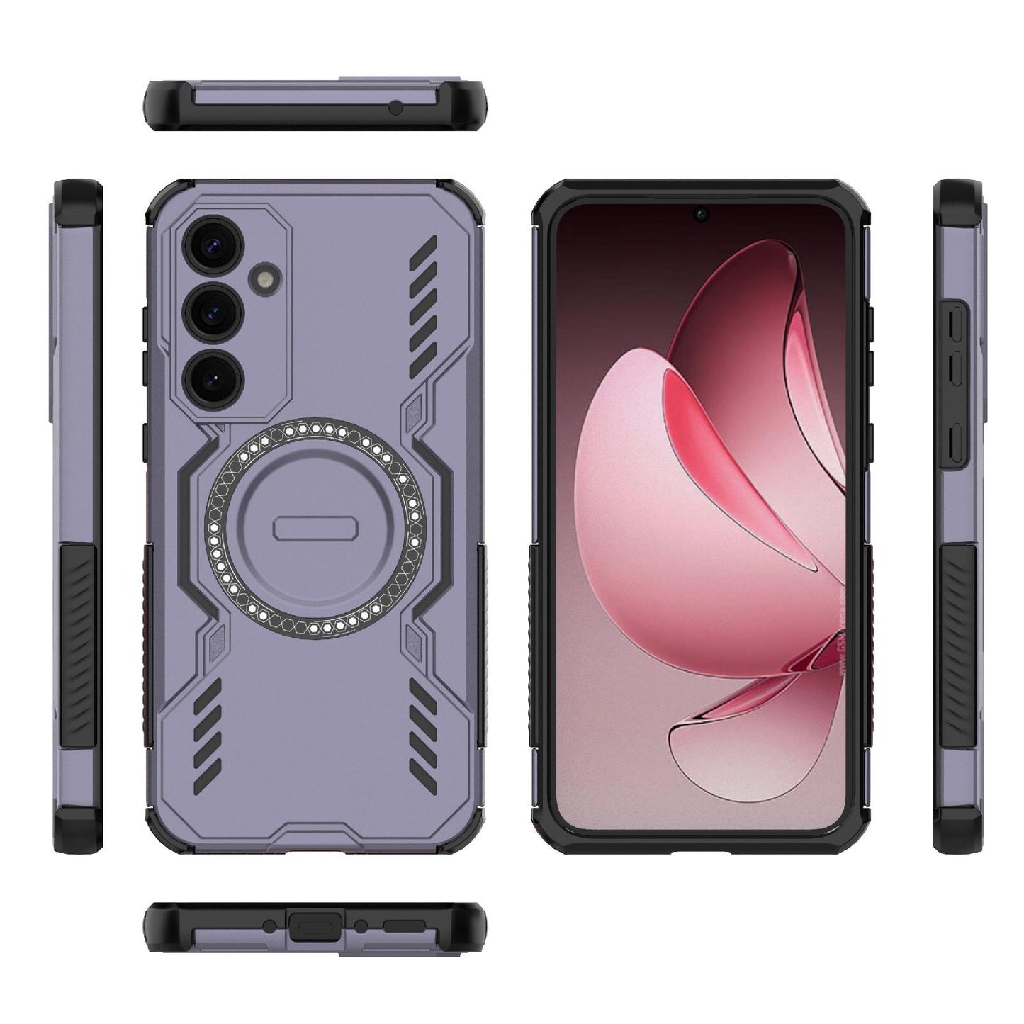 Samsung Galaxy A35 5G Butterfly Armor MagSafe Magnetic Ring Shockproof Protective Phone Case with Stand