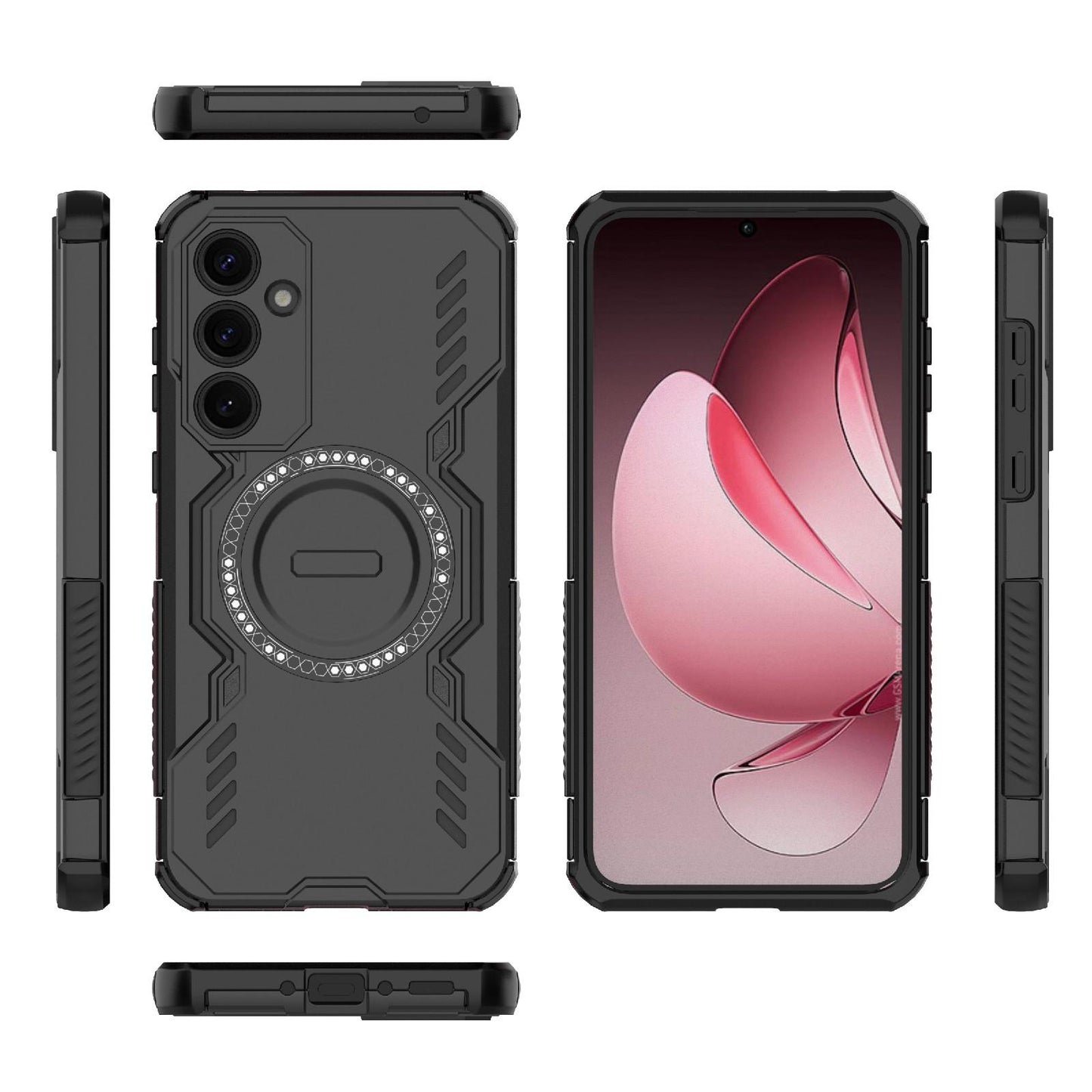 Samsung Galaxy A35 5G Butterfly Armor MagSafe Magnetic Ring Shockproof Protective Phone Case with Stand