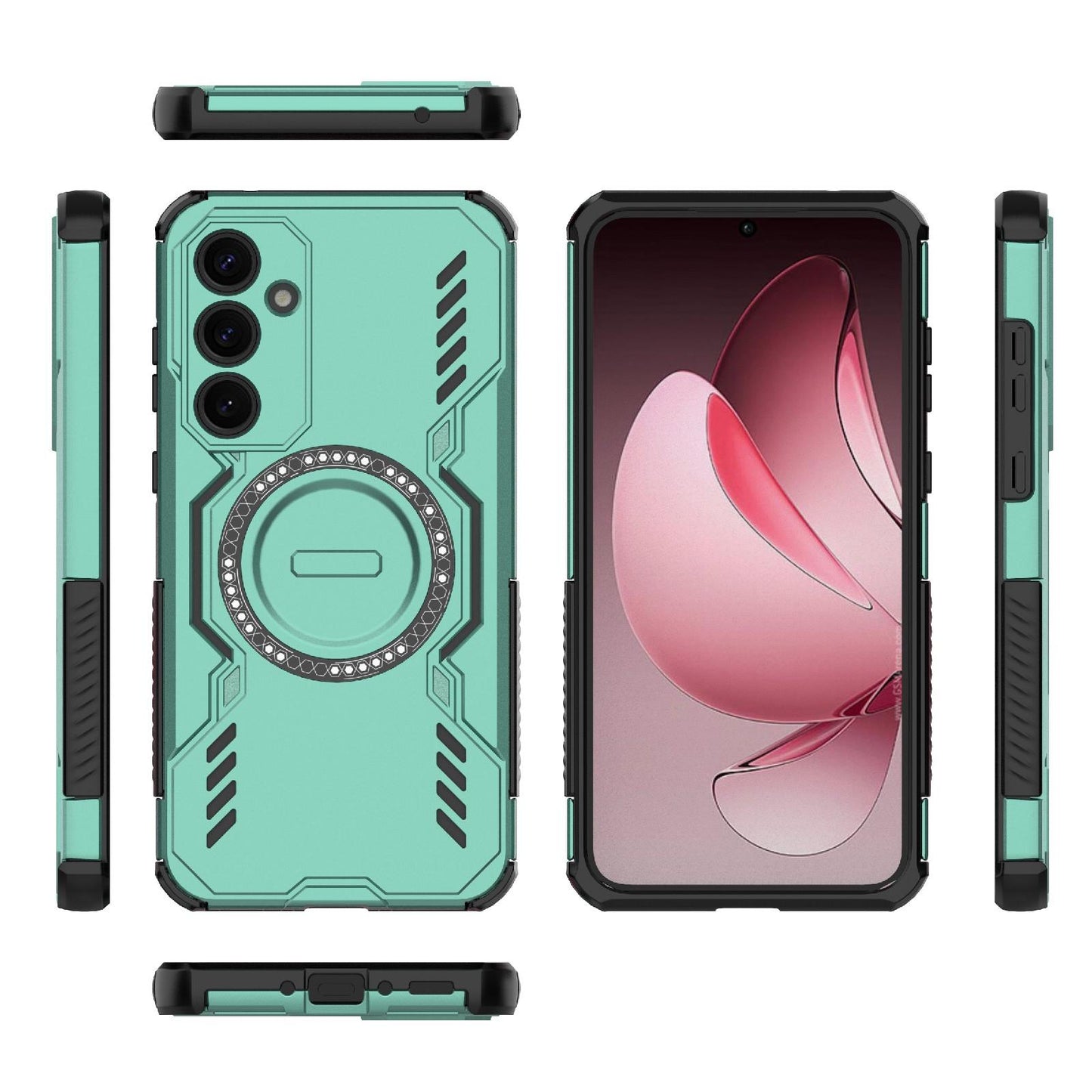 Samsung Galaxy A35 5G Butterfly Armor MagSafe Magnetic Ring Shockproof Protective Phone Case with Stand