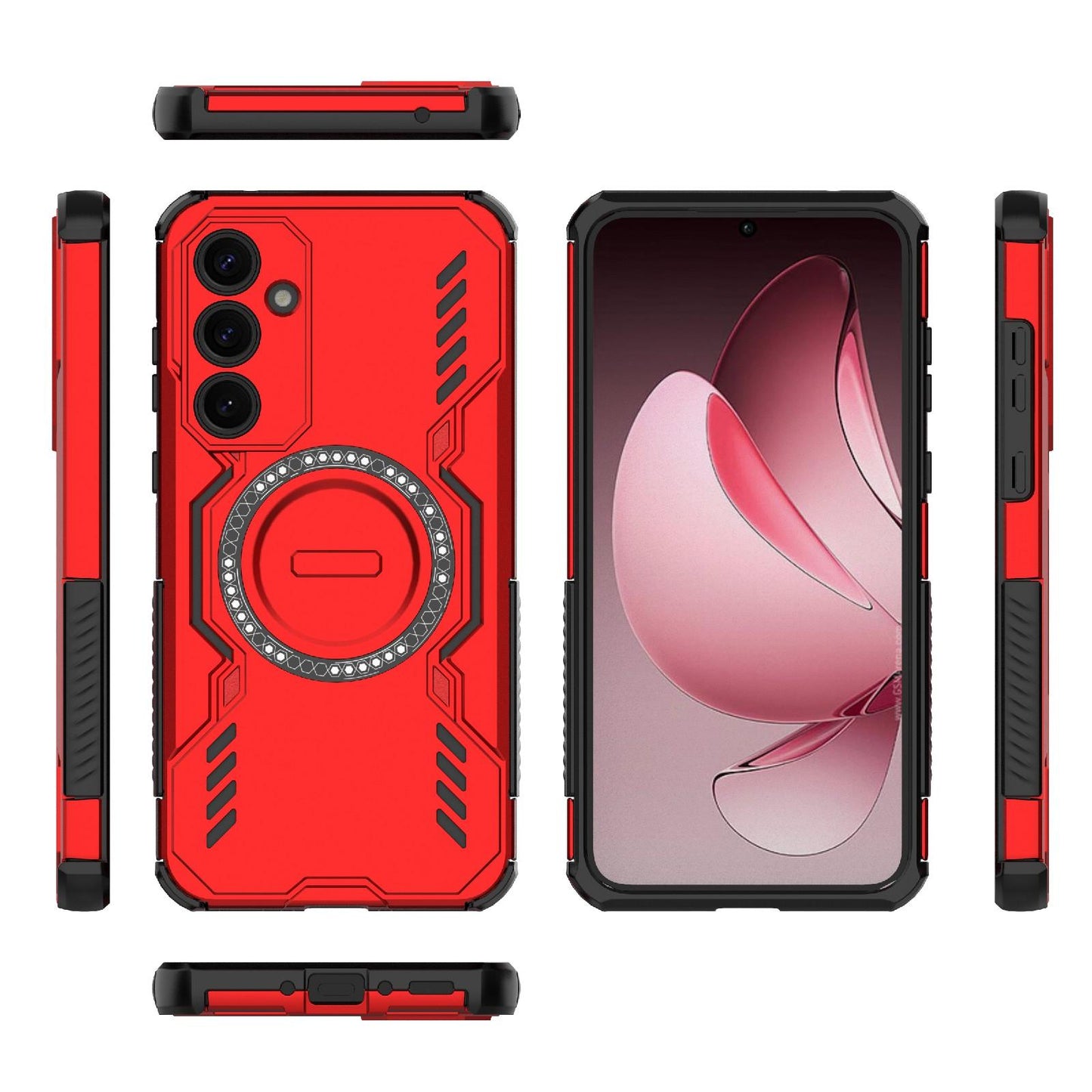 Samsung Galaxy A35 5G Butterfly Armor MagSafe Magnetic Ring Shockproof Protective Phone Case with Stand