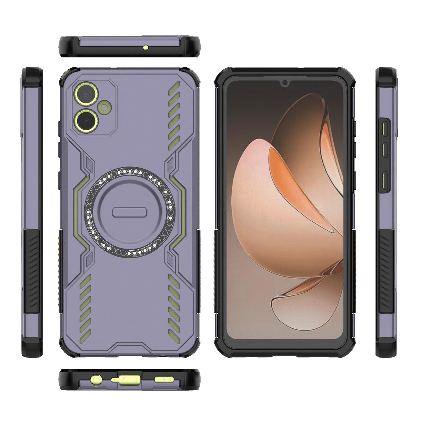 Samsung Galaxy A05 4G Butterfly Armor MagSafe Magnetic Ring Shockproof Protective Phone Case with Stand