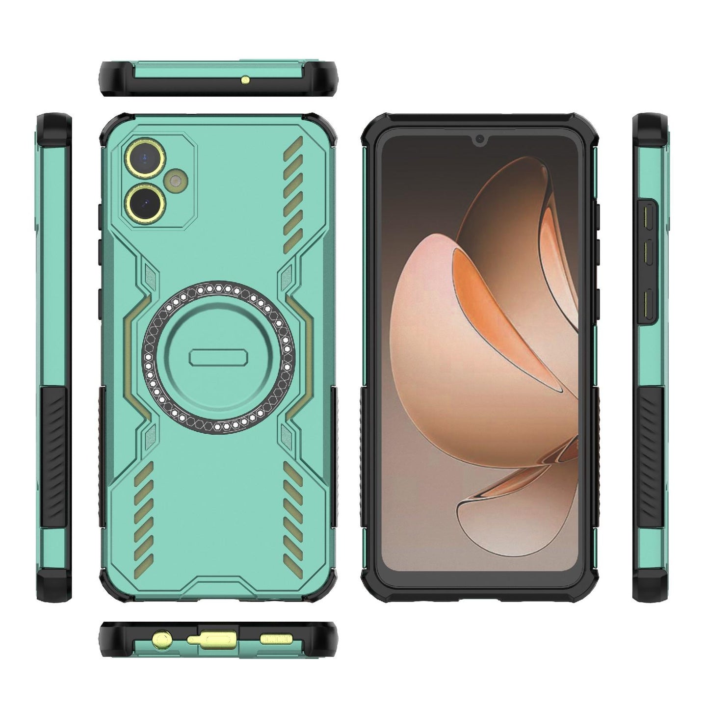Samsung Galaxy A05 4G Butterfly Armor MagSafe Magnetic Ring Shockproof Protective Phone Case with Stand