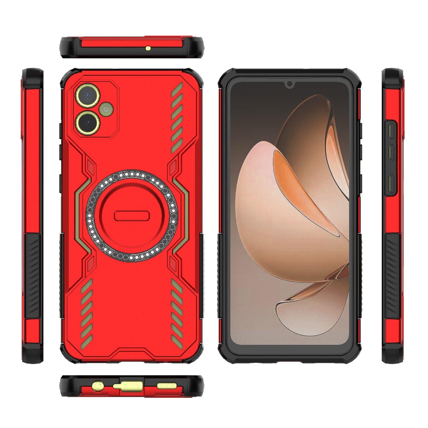 Samsung Galaxy A05 4G Butterfly Armor MagSafe Magnetic Ring Shockproof Protective Phone Case with Stand