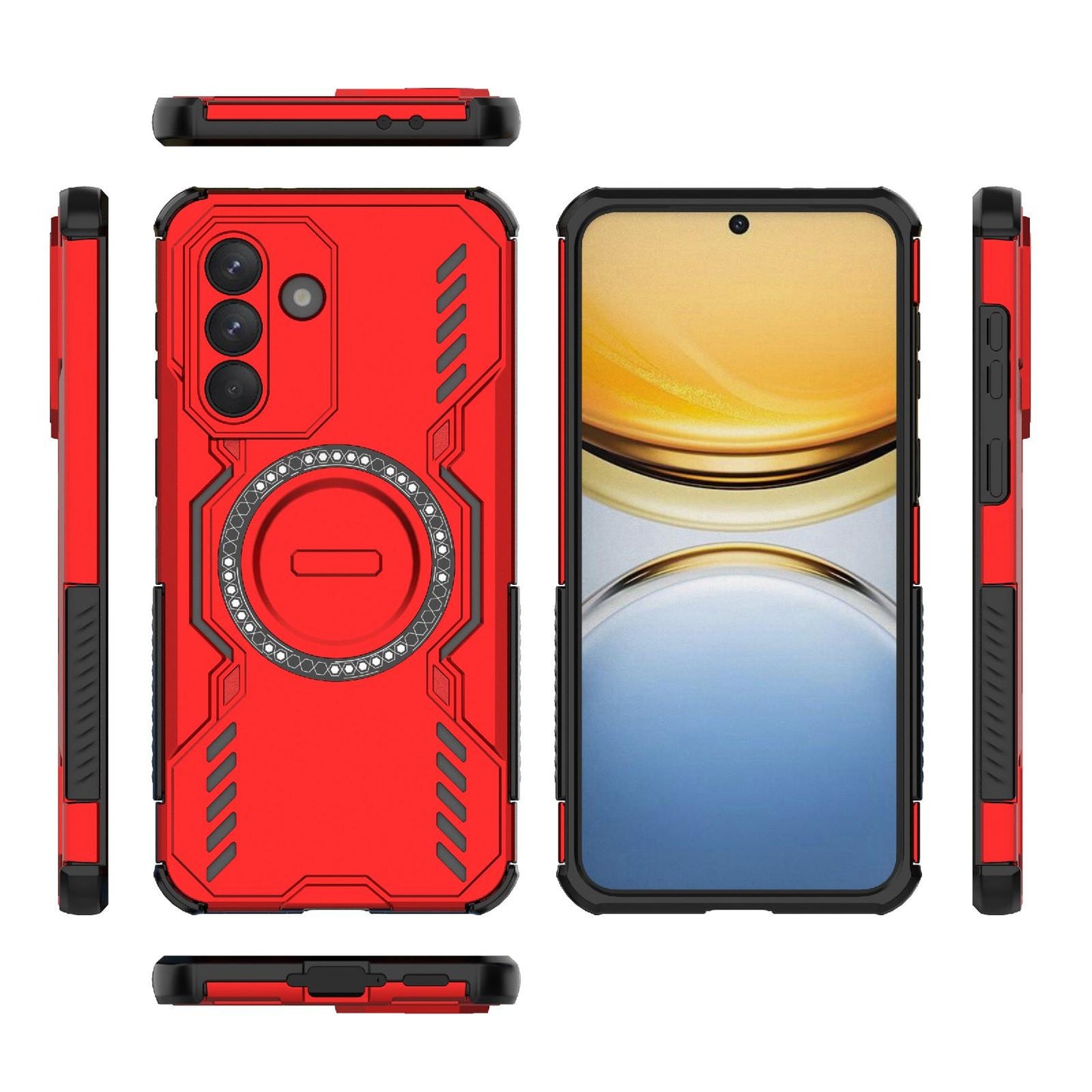 Samsung Galaxy A37 5G Butterfly Armor MagSafe Magnetic Ring Shockproof Protective Phone Case with Stand