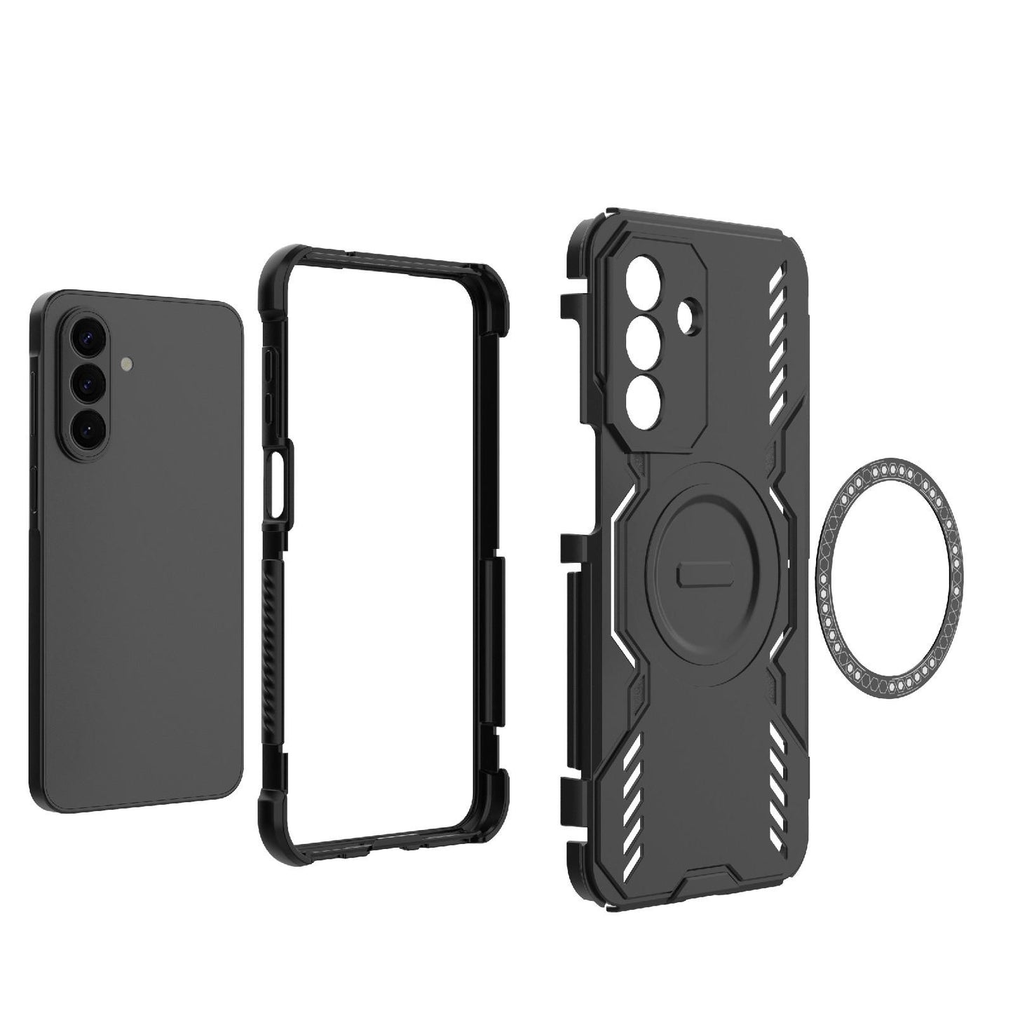Samsung Galaxy A27 5G Butterfly Armor MagSafe Magnetic Ring Shockproof Protective Phone Case with Stand