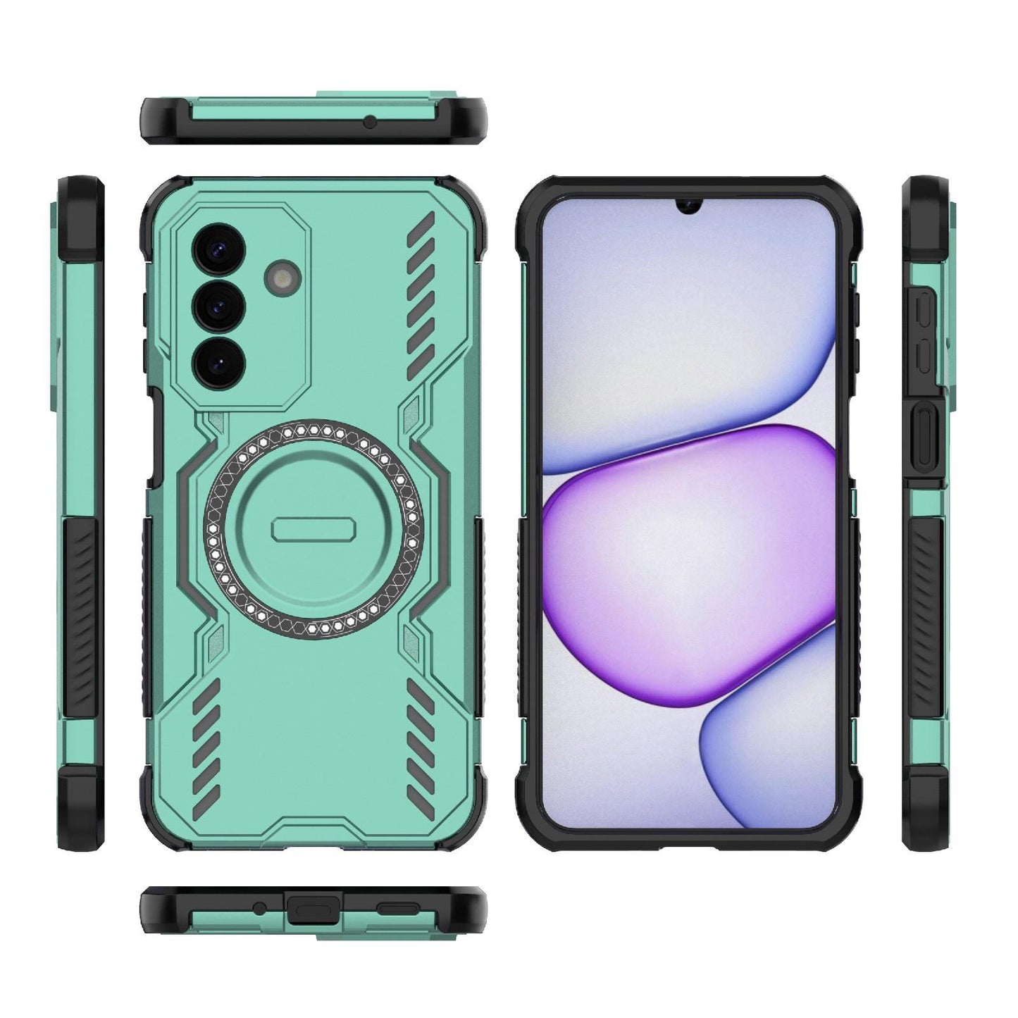 Samsung Galaxy A27 5G Butterfly Armor MagSafe Magnetic Ring Shockproof Protective Phone Case with Stand
