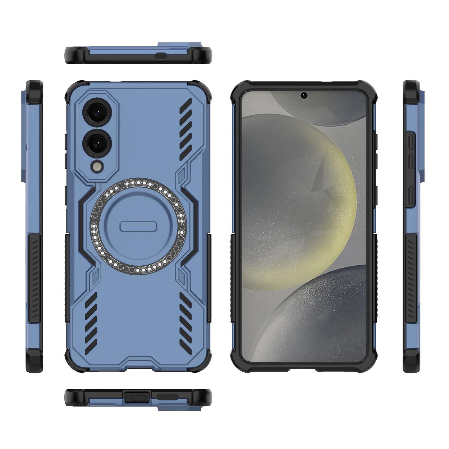 Samsung Galaxy S25 Edge 5G Butterfly Armor MagSafe Magnetic Ring Shockproof Protective Phone Case with Stand