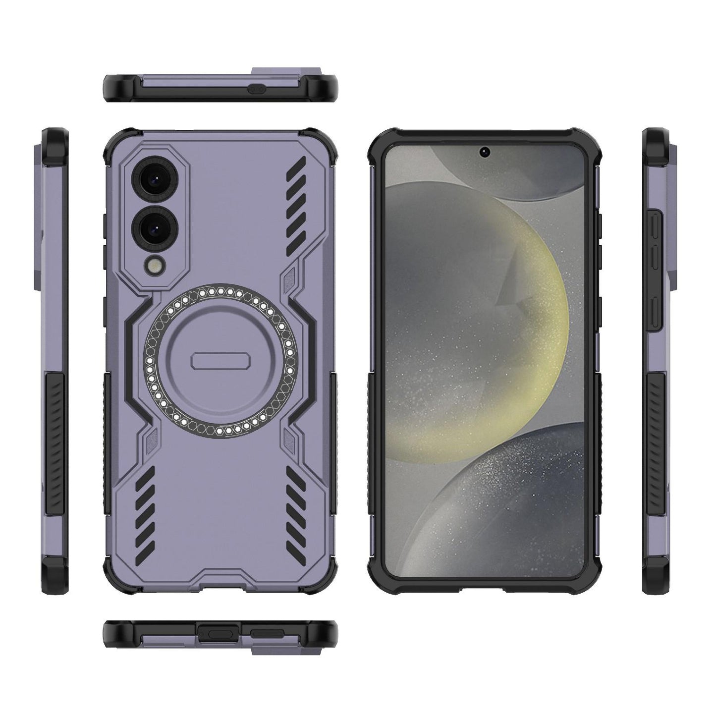 Samsung Galaxy S25 Edge 5G Butterfly Armor MagSafe Magnetic Ring Shockproof Protective Phone Case with Stand