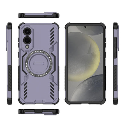 Samsung Galaxy S25 Edge 5G Butterfly Armor MagSafe Magnetic Ring Shockproof Protective Phone Case with Stand