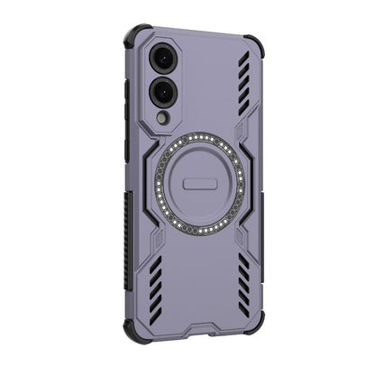 Samsung Galaxy S25 Edge 5G Butterfly Armor MagSafe Magnetic Ring Shockproof Protective Phone Case with Stand
