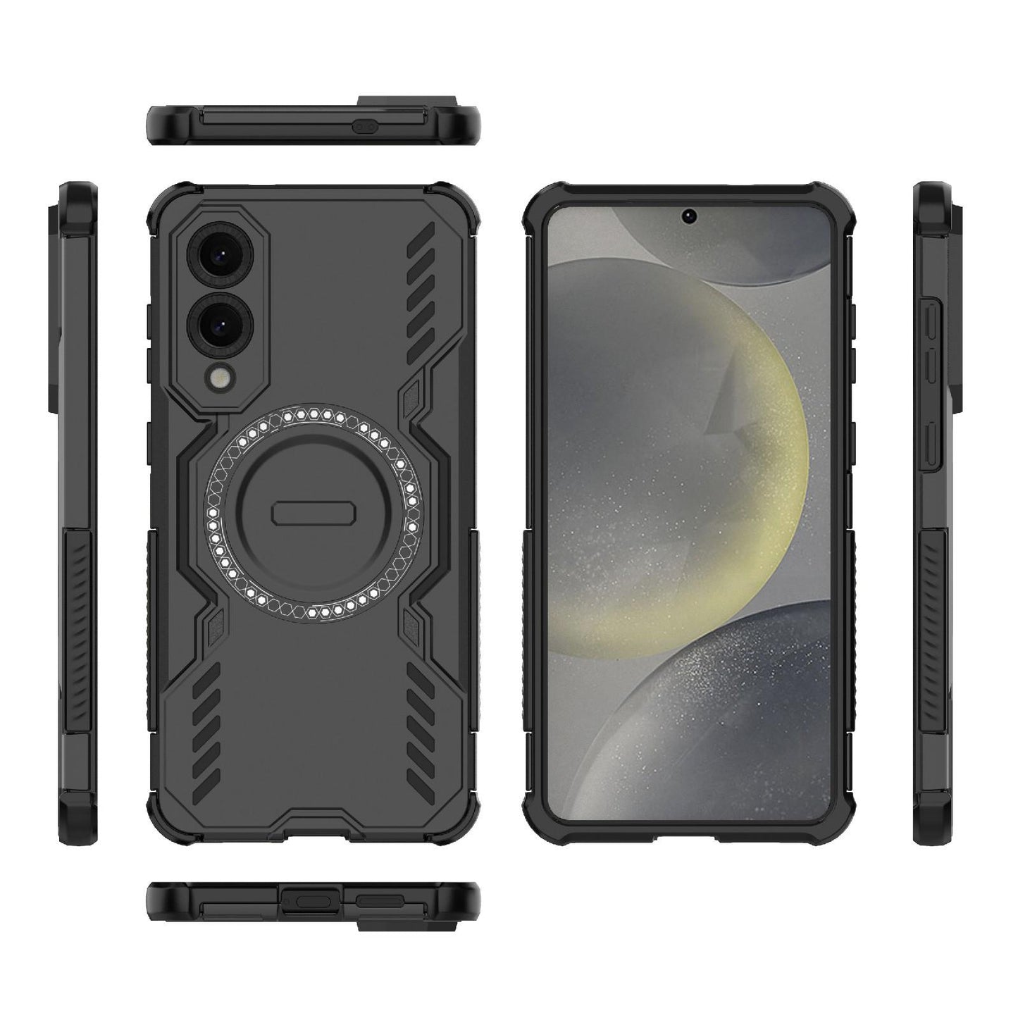 Samsung Galaxy S25 Edge 5G Butterfly Armor MagSafe Magnetic Ring Shockproof Protective Phone Case with Stand